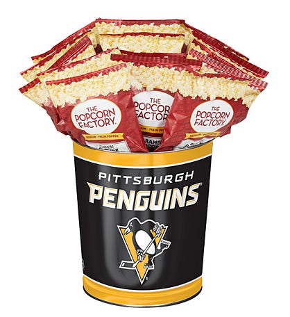 Pittsburgh Penguins Popcorn Tin with 15 Bags of Popcorn